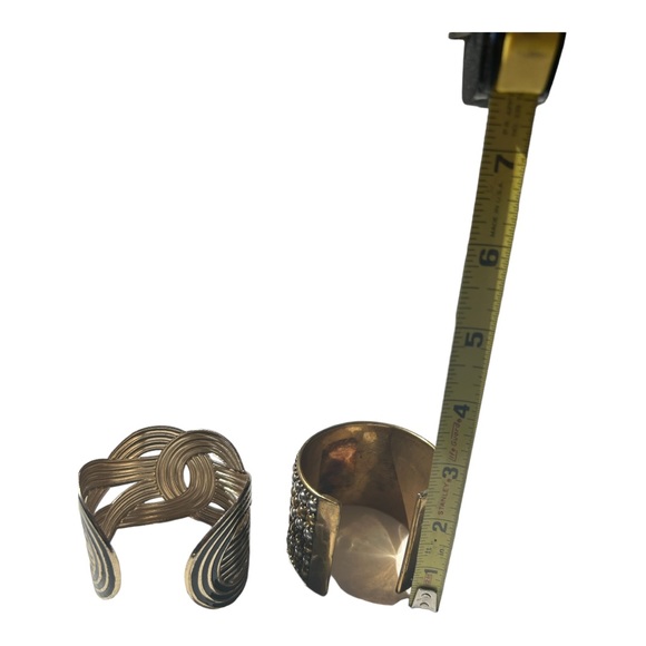 Set of 2 cuff bracelets gold/black/silver/bronze - Picture 8 of 12